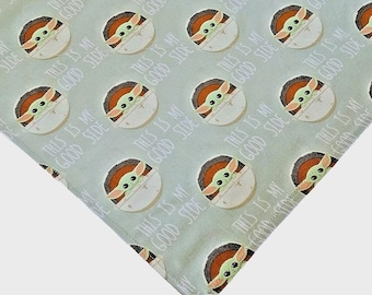 Star Wars Mandalorian Grogu Good Side 100% Cotton Dog Bandana Over Collar L/XL