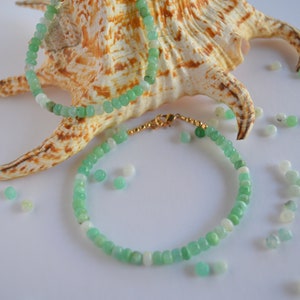 Beautiful Green Peruvian Opal Bracelet. Beautiful and Simple.  Looks Great Stacked!