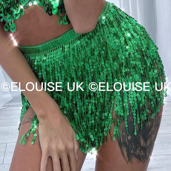 Green Sequin Co Ord Sequin Two Piece Bra & Skirt Sequin Sarong Fringe  Glitter Skirt Festival Two Piece Co Ord Festival Outfit Rave Outfit -   Canada