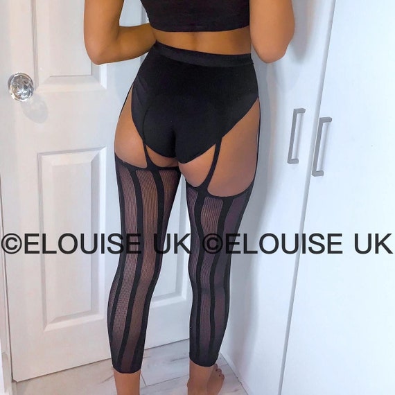 Black Mesh Stripe Fishnet Chaps Festival Chaps Black Sheer Cut Out