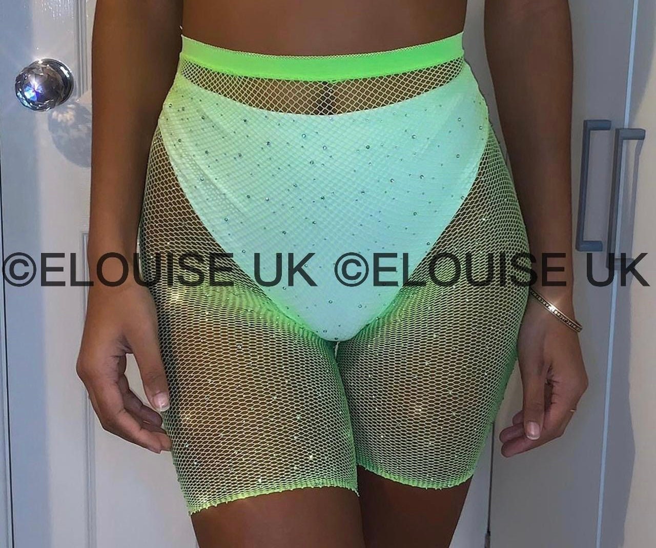Rhinestone Mesh Biker Shorts Etsy