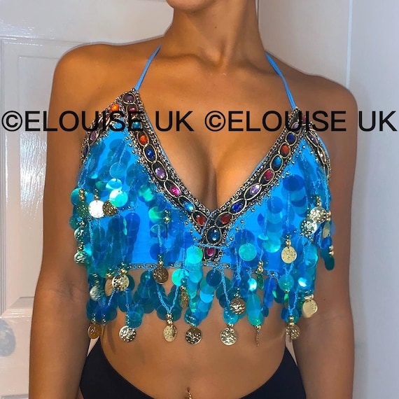 Blue Sequin Crop Top Butterfly Crop Top Festival Bra Festival Clothing  Women Festival Outfit Rave Outfit -  Canada