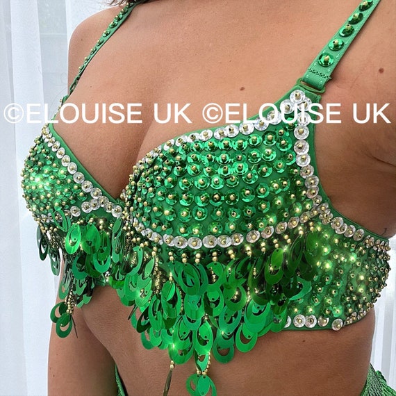 Green Sequin Bra Carnival Bra Belly Dancer Bra Festival Bra Festival Outfit  Rave Outfit -  Ireland