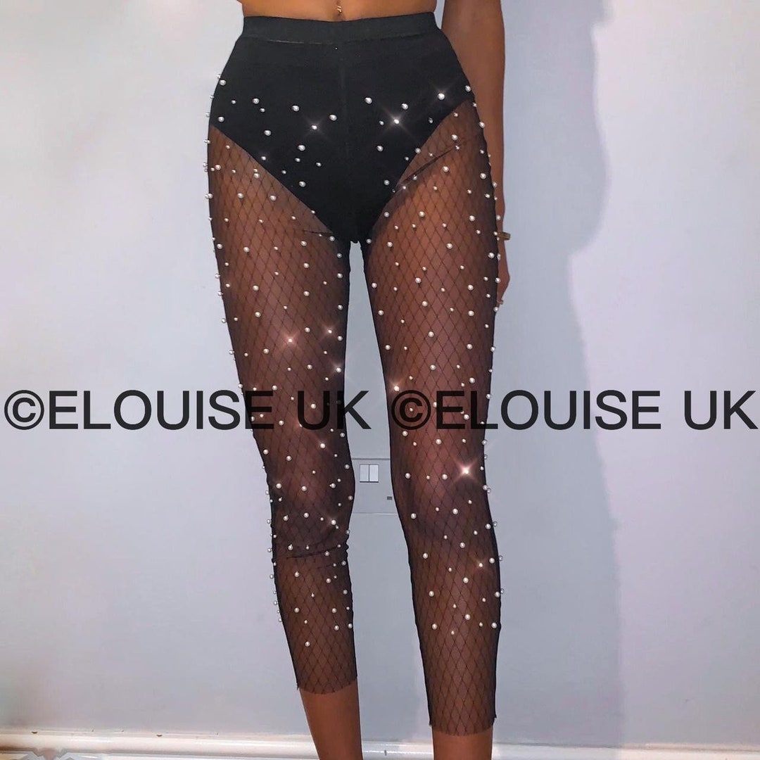 Mesh pearl leggings sale