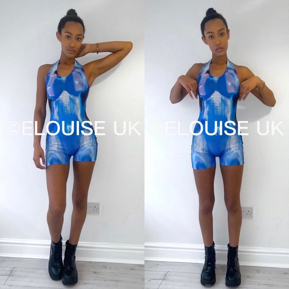 Womens Blue Festival Unitard Festival Romper Patterned Festival Playsuit  Rave Wear Rave Outfit Festival Outfit Womens Festival Outfit - Etsy