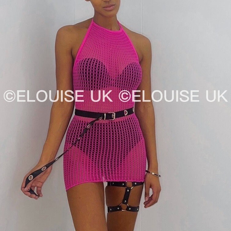 Pink Fishnet Dress Festival Dress Mesh Dress Pink Mesh Dress