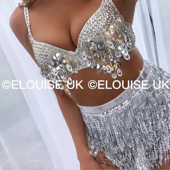 Silver Beaded Top With Fringes, Rave Outfits for Women