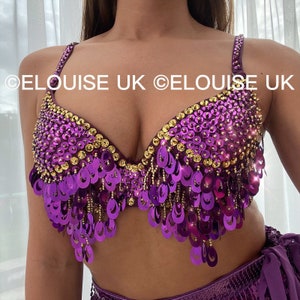 Purple Sequin Bra Carnival Bra Belly Dancer Bra Festival Bra Festival Outfit Rave Outfit