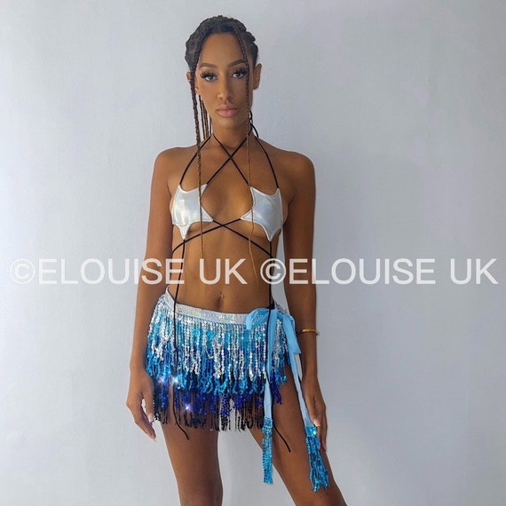 Holographic Tie up Star Bra Star Cover up Bra Festival Bra Festival Top  Festival Outfit Star Nipple Covers Rave Outfit 