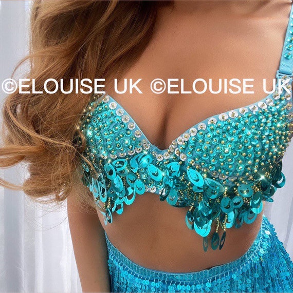 Blue Sequin Bra Carnival Bra Belly Dancer Bra Festival Bra