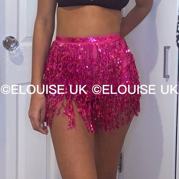Hot Pink Tassel Sequin Skirt Sequin Sarong Fringe Skirt Wrap - Etsy Finland