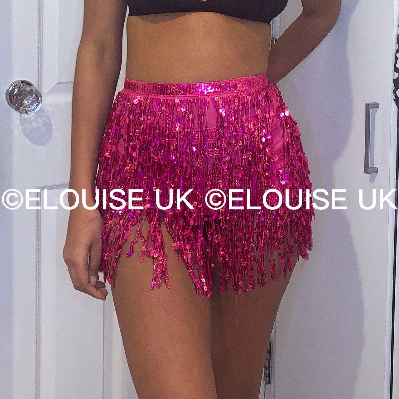 Hot Pink Tassel Sequin Skirt Sequin Sarong Fringe Skirt Wrap - Etsy
