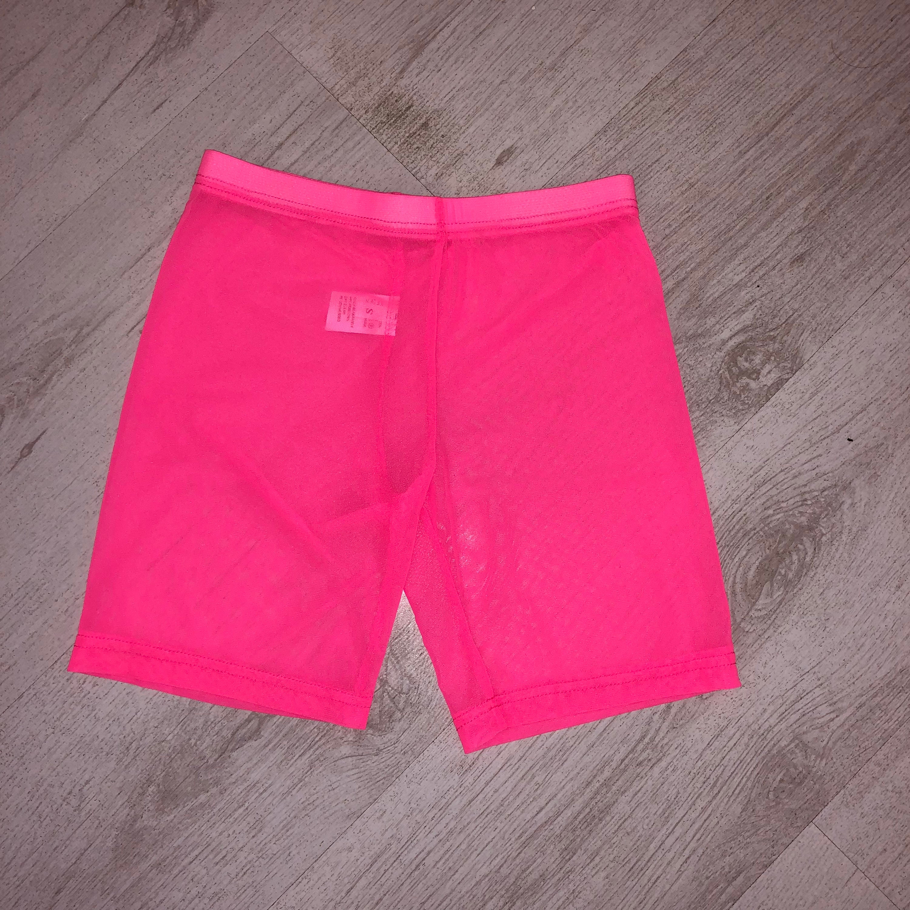 Pink mesh shop biker shorts