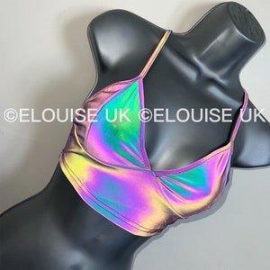 Womens Festival Outfit Rave Outfit Festival Top Festival Crop Top Reflective Crop Top Rave Wear Glow Reflective Top