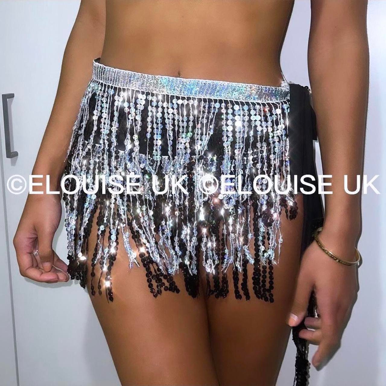 Silver u0026 Black Tassel Sequin Skirt Sequin Sarong Fringe Skirt - Etsy Ireland