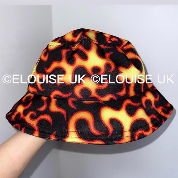 Flame Bucket Hat Fire Bucket Hat Rave Hat Festival Hat Festival Clothing Women Festival Outfit Rave Outfit