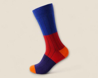 Chaussettes bleu royal et rouge