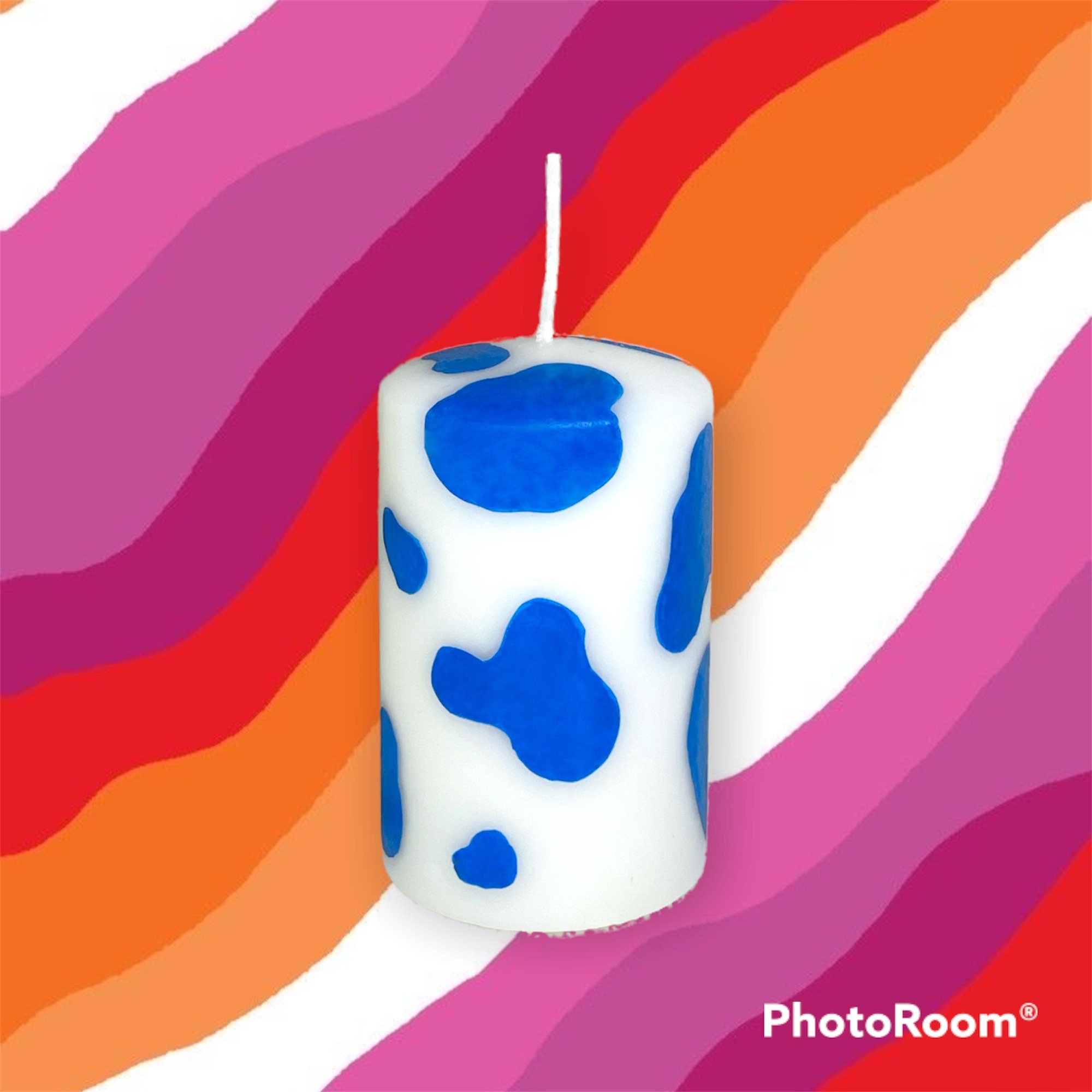 Bougie Fantaisie - Bougie Peinte à La Main Motif Vache