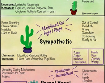 Polyvagal Theory, Nervous System States Reference Sheet, Therapy Worksheet, Polyvagal Ladder