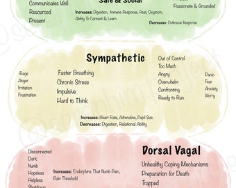 Polyvagal Nervous System States Reference Sheet - Soft Watercolor