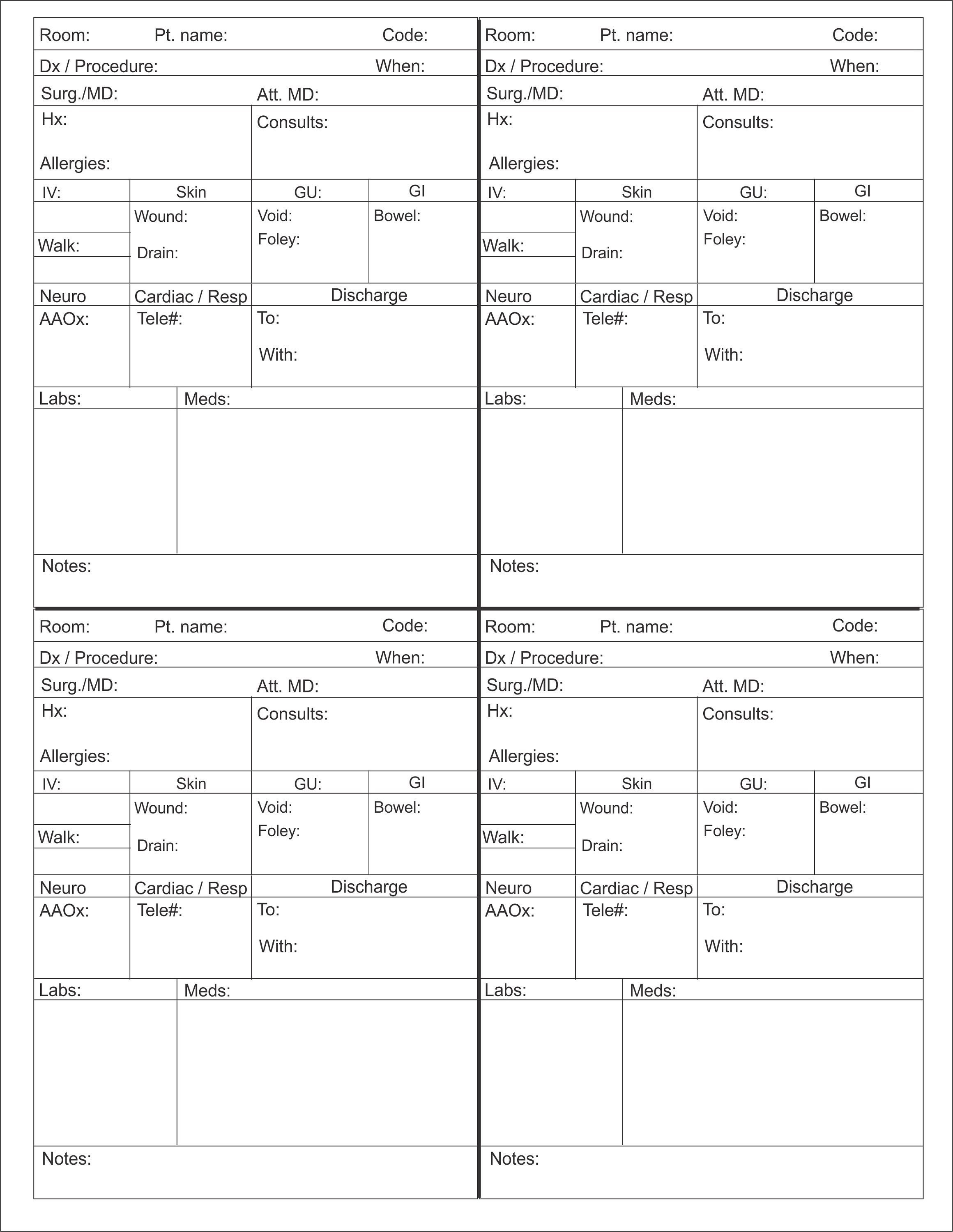 Med Surg Nurse Report Sheet Digital - Etsy