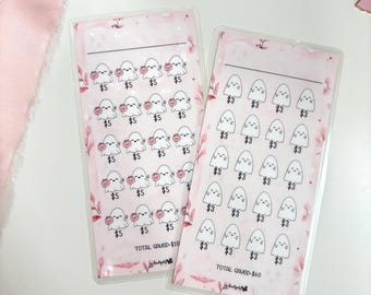 A6 Halloween Savings Challenge: Pink Ghost Budget Tracker Inserts