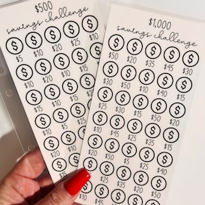 A6 Savings challenges, laminated, NOT A SET