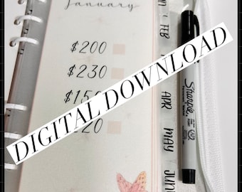 Desafío de ahorro mensual, Rastreador de ahorro mensual imprimible de 10 000, Descarga digital, Desafío de ahorro de 10 000 imprimible