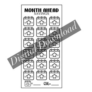 Month Ahead Savings Challenge, 1k savings challenge, Printable savings Challenge,