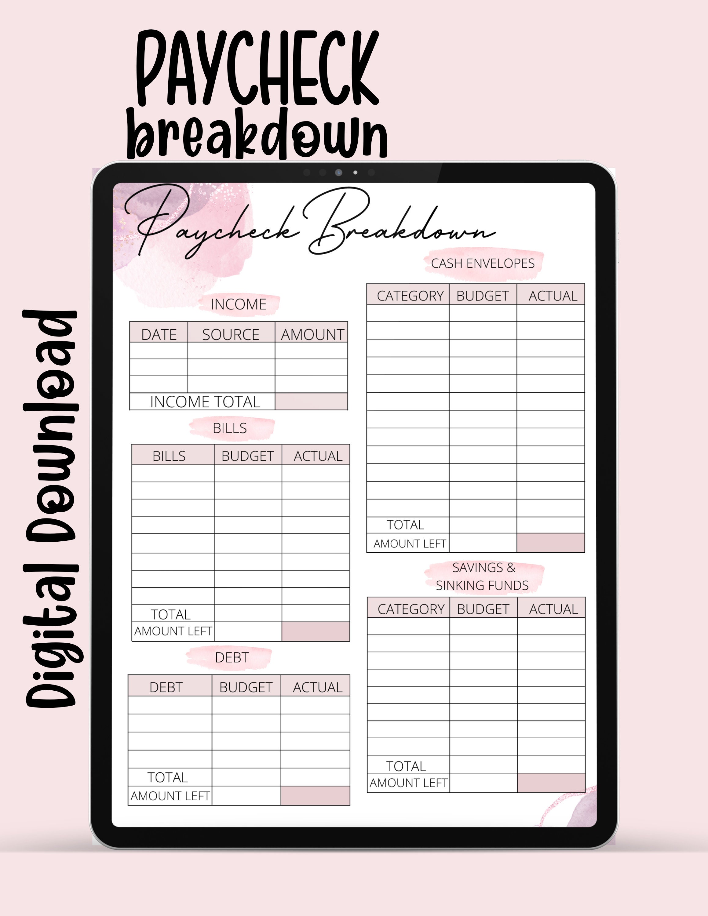 Budgeting Bundle Monthly Breakdown Paycheck Breakdown - Etsy
