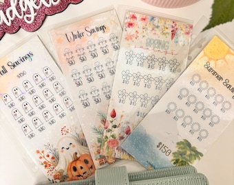 A6 Holographic Savings Challenge, Seasons Savings Challenges, Fall Savings, Winter Savings, Spring Savings, Summer Savings