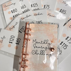 A6 Monthly Savings Budget Binder Starter Set, 5,000 Savings Challenge, Savings Budget Binder, Cash Stuffing,