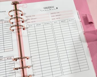 A5 Planner Inserts, A5 Savings Tracker, Laminated, Reusable, Budget Planner Inserts, Build Your Own Budget Planner