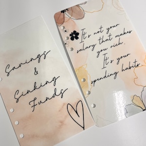 A6 Budget Binder Dashboards, Laminated Dashboards, Personalized Dashboards for Budget Binder