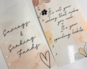 A6 Budget Binder Dashboards, Laminated Dashboards, Personalized Dashboards for Budget Binder