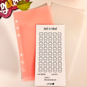 A6 back to school sinking fund, savings challenge tracker, Re usable savings challenge, kids savings challenge