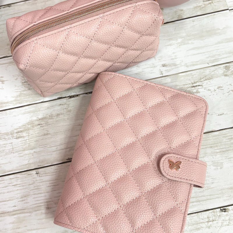 🦋Free Personalization🦋Personalized Blush Pink Personal Size Binder & Matching Pouch, Butterfly Collection