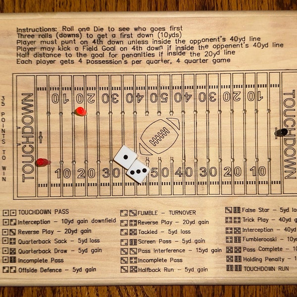 Football Dice Game Etsy