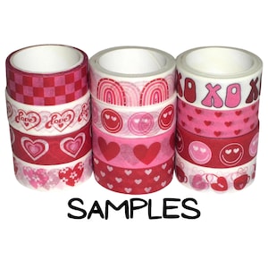 24 Inch Washi Tape Samples, Embellishment, Scrapbooking, Planner Tape, Junk Journal, Card Tag Making, Valentine, Smiley Face, Hearts, C12