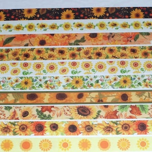 24 Inch Washi Tape Samples, Embellishment, Scrapbooking, Planner Tape, Junk Journal, Card Tag Making, Sunflowers, yellow flowers, Floral C22