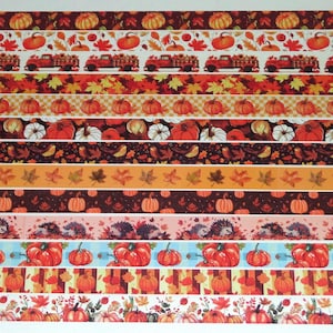 Autumn Fall, 24 Inch Washi Tape Samples, Embellishment Scrapbooking Planner Tape Junk Journal Card Tag Making, Leaves, Pumpkins, C31