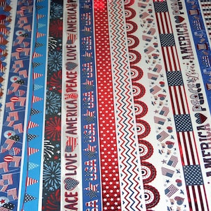 24 Inch Washi Tape Samples, Embellishment, Scrapbooking, Planner Tape, Junk Journal,Card Tag Making Paper Crafts, Patriotic, 4th of July C35