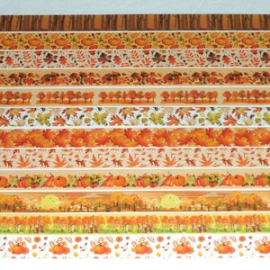 Fall,  24 Inch Washi Tape Samples, Embellishment, Scrapbooking, Planner Tape, Junk Journal, Card Tag Making Pumpkin Leaves Sunset Autumn C17