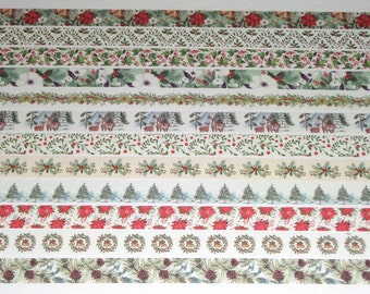 Christmas, 24 Inch Washi Tape Samples, Embellishment, Scrapbooking, Planner Tape, Junk Journal, Card Tag Making, Poinsettia Pine Cone C29