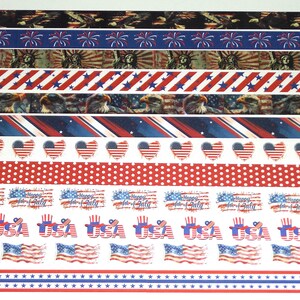 24 Inch Washi Tape Samples, Embellishment, Scrapbooking, Planner Tape, Junk Journal,Card Tag Making Paper Crafts, Patriotic, 4th of July C35