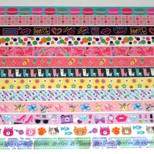 24 Inch Washi Tape Samples, Embellishment Scrapbooking Planner Tape Junk Journal Card Tag Making, Macaroon, Cat, Fashion, Feather, Heart T04