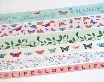 24 Inch Washi Tape Samples, Embellishment, Scrapbooking, Planner Tape, Junk Journal, Card Making, Paper Crafts, Summer, Butterfly, Leaf C54