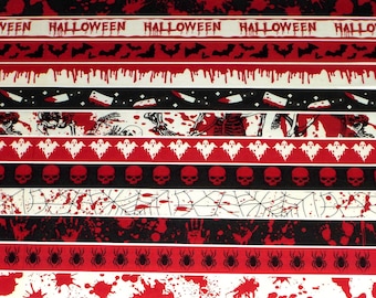 Halloween, 24 Inch Washi Tape Samples, Embellishment Scrapbooking Planner Tape Junk Journal Card Making, Ghost, Bat, Blood, Spider Web C01