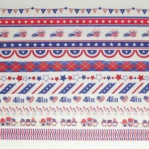 24 Inch Washi Tape Samples, Embellishment, Scrapbooking, Planner Tape, Junk Journal, Card Tag Making, Paper Crafts Patriotic 4th of July C36