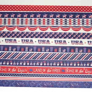 24 Inch Washi Tape Samples, Embellishment, Scrapbooking Planner Tape Junk Journal, Card Tag Making, Paper Crafts, Patriotic, 4th of July C36